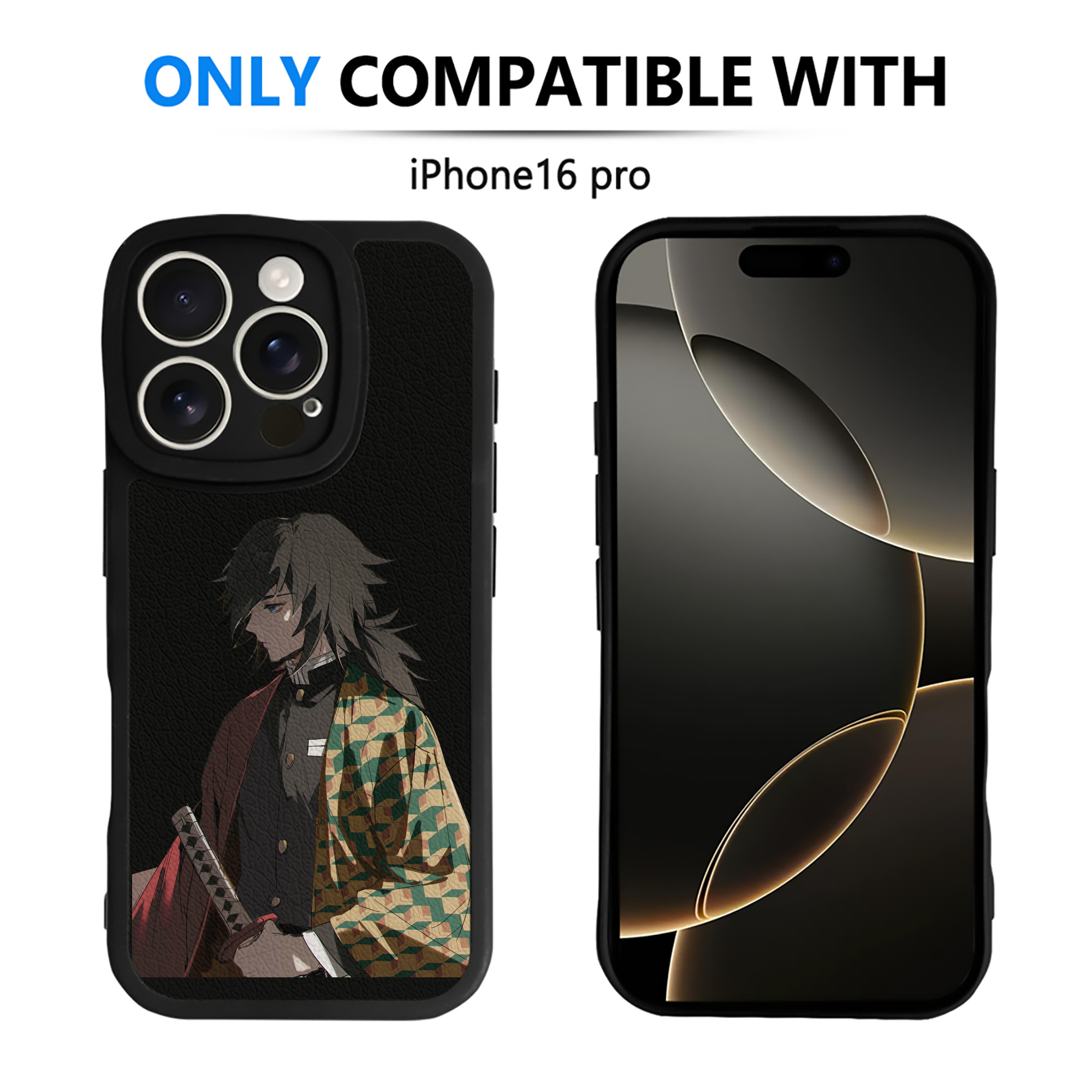 （画像用） 鬼滅の刃（きめつのやいば）水柱-冨岡 義勇／とみおか ぎゆう Tomioka Giyuu 【iPhone 16シリーズ対応】シリコンスマホケース（レザー調） 材質：シリコン